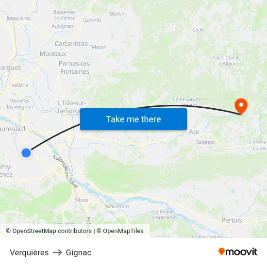 Verquières to Gignac map