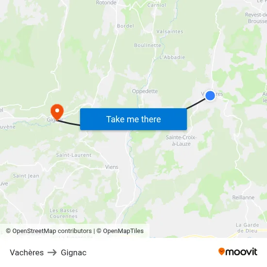 Vachères to Gignac map