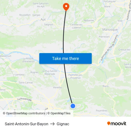 Saint-Antonin-Sur-Bayon to Gignac map