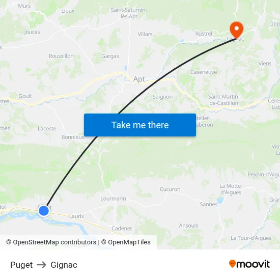 Puget to Gignac map