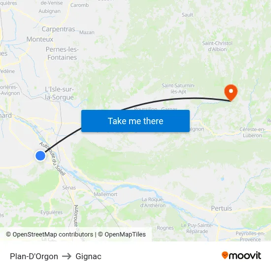 Plan-D'Orgon to Gignac map