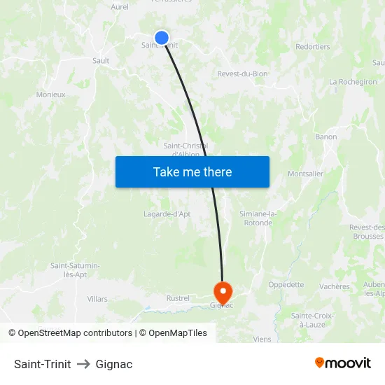 Saint-Trinit to Gignac map