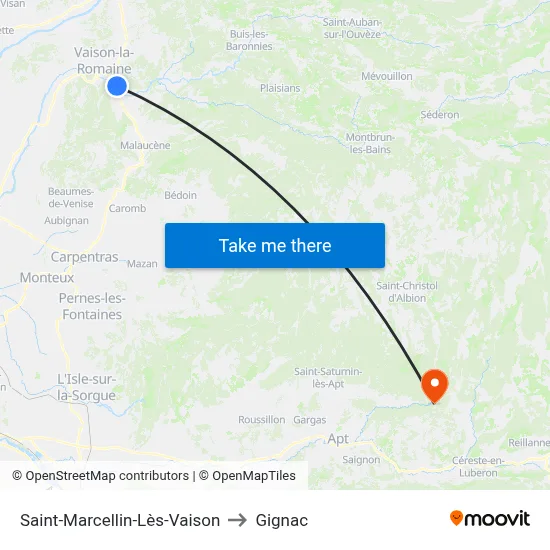 Saint-Marcellin-Lès-Vaison to Gignac map