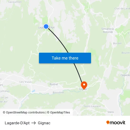 Lagarde-D'Apt to Gignac map