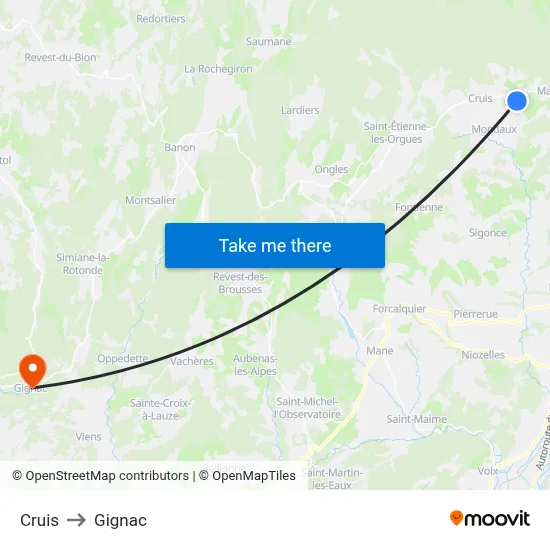 Cruis to Gignac map