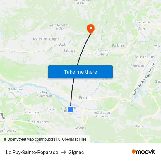 Le Puy-Sainte-Réparade to Gignac map