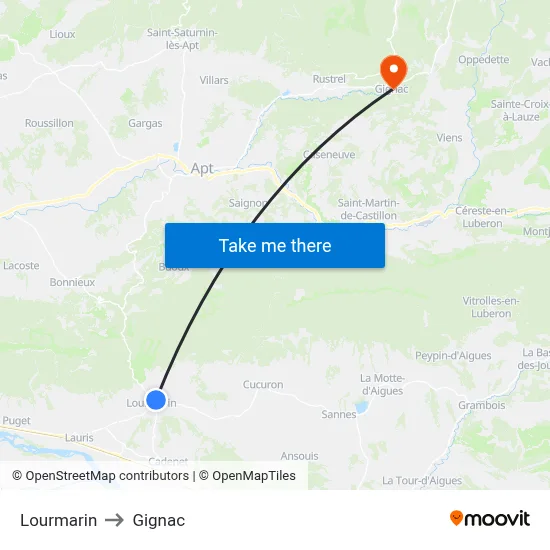 Lourmarin to Gignac map