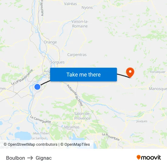 Boulbon to Gignac map