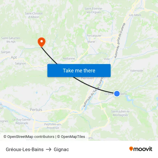 Gréoux-Les-Bains to Gignac map