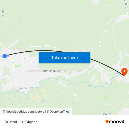 Rustrel to Gignac map