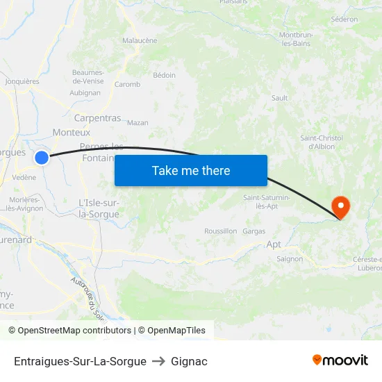 Entraigues-Sur-La-Sorgue to Gignac map