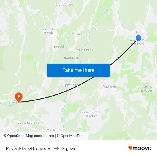 Revest-Des-Brousses to Gignac map