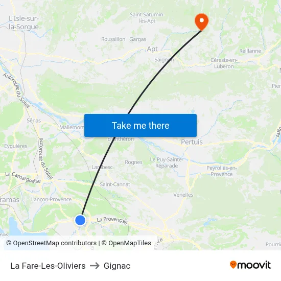 La Fare-Les-Oliviers to Gignac map
