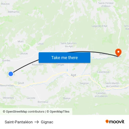 Saint-Pantaléon to Gignac map