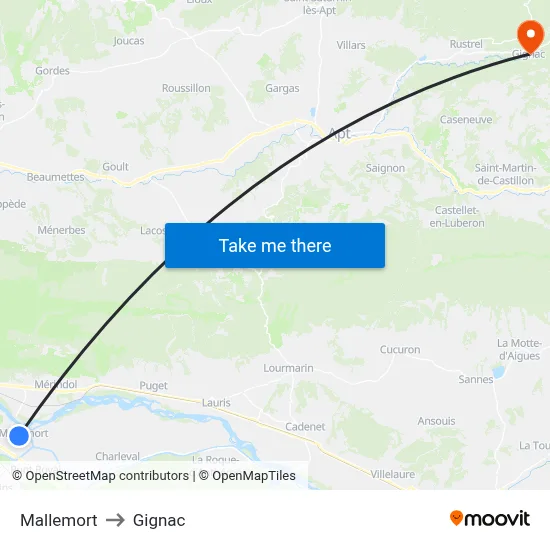Mallemort to Gignac map