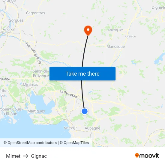 Mimet to Gignac map