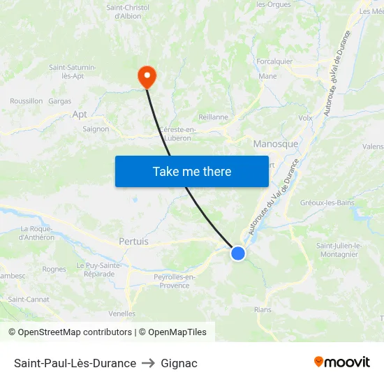 Saint-Paul-Lès-Durance to Gignac map
