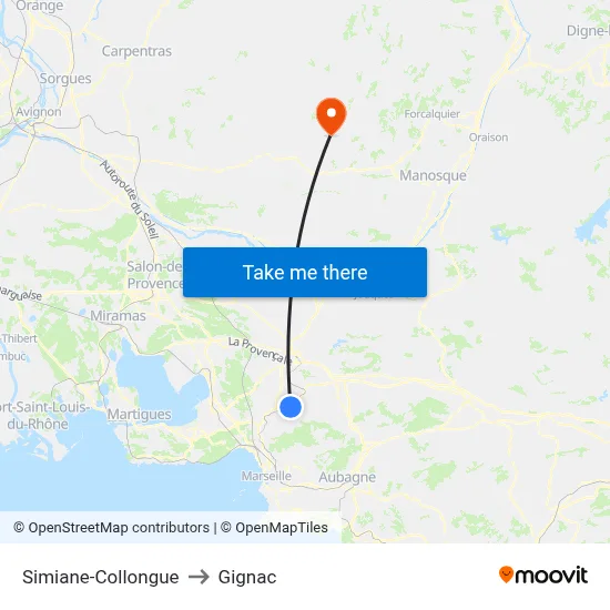 Simiane-Collongue to Gignac map