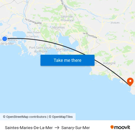 Saintes-Maries-De-La-Mer to Sanary-Sur-Mer map