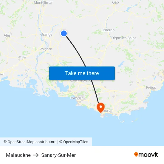 Malaucène to Sanary-Sur-Mer map