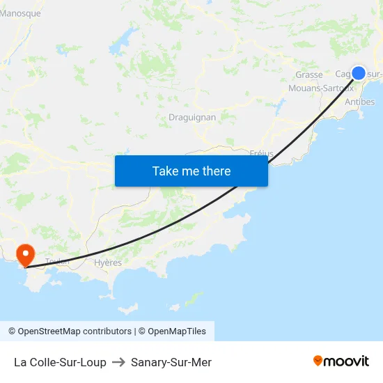 La Colle-Sur-Loup to Sanary-Sur-Mer map