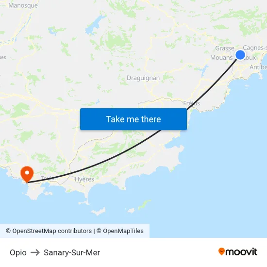 Opio to Sanary-Sur-Mer map