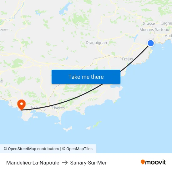 Mandelieu-La-Napoule to Sanary-Sur-Mer map