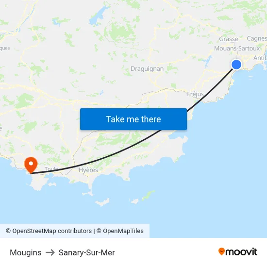 Mougins to Sanary-Sur-Mer map