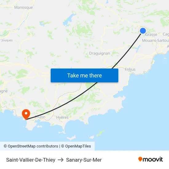Saint-Vallier-De-Thiey to Sanary-Sur-Mer map