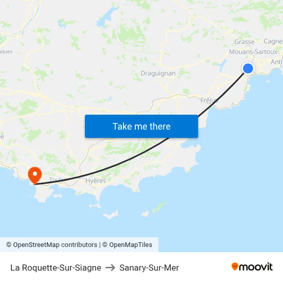 La Roquette-Sur-Siagne to Sanary-Sur-Mer map