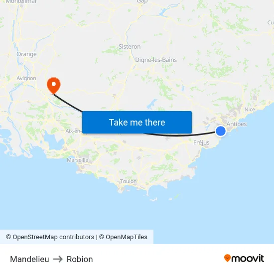 Mandelieu to Robion map