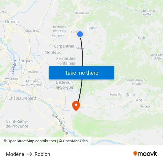 Modène to Robion map