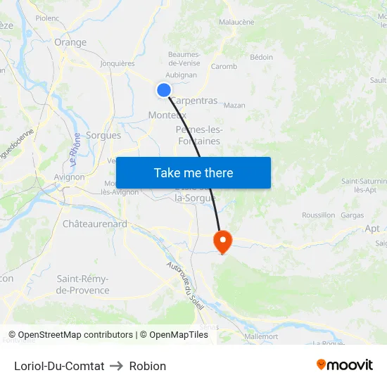 Loriol-Du-Comtat to Robion map