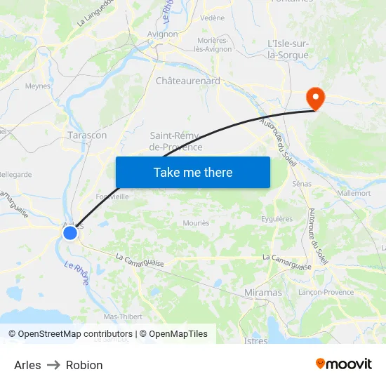 Arles to Robion map