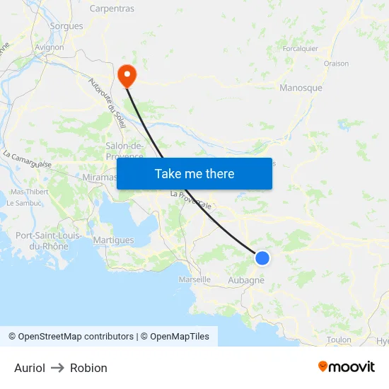 Auriol to Robion map
