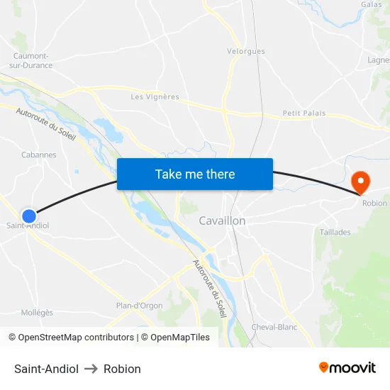 Saint-Andiol to Robion map