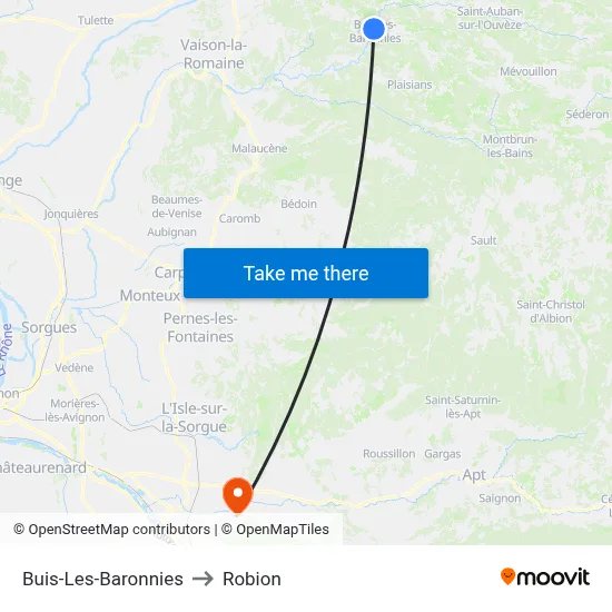Buis-Les-Baronnies to Robion map