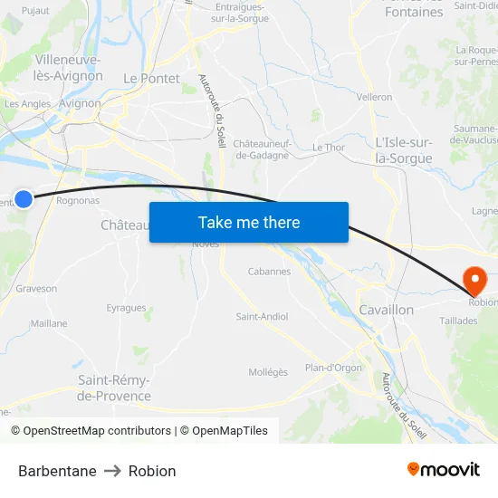 Barbentane to Robion map