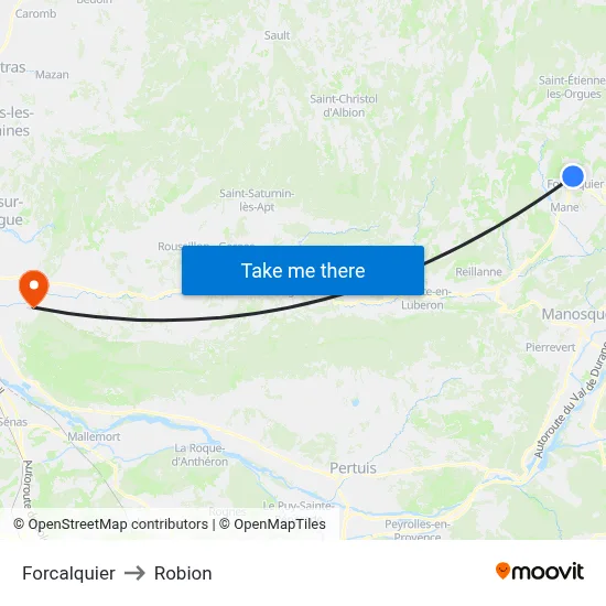 Forcalquier to Robion map