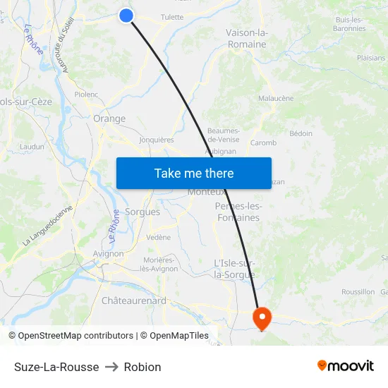 Suze-La-Rousse to Robion map