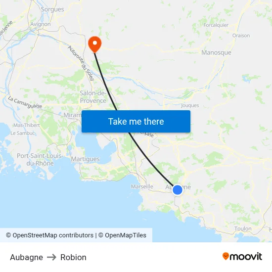 Aubagne to Robion map
