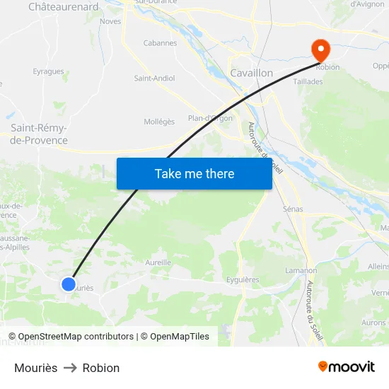 Mouriès to Robion map