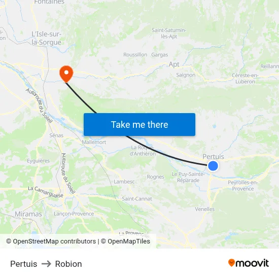 Pertuis to Robion map