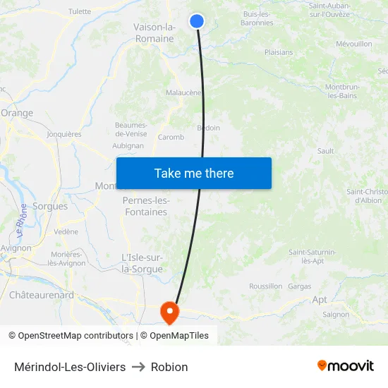 Mérindol-Les-Oliviers to Robion map