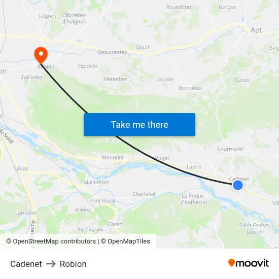 Cadenet to Robion map