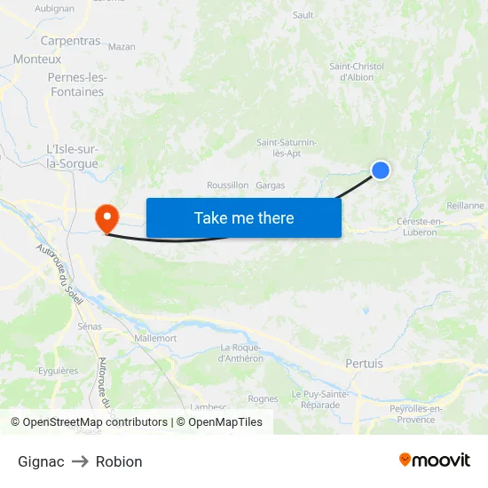 Gignac to Robion map