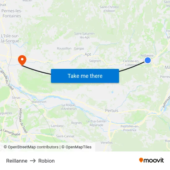 Reillanne to Robion map