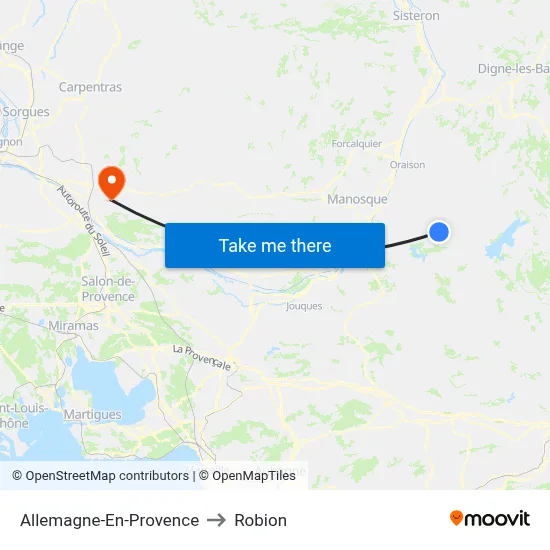 Allemagne-En-Provence to Robion map