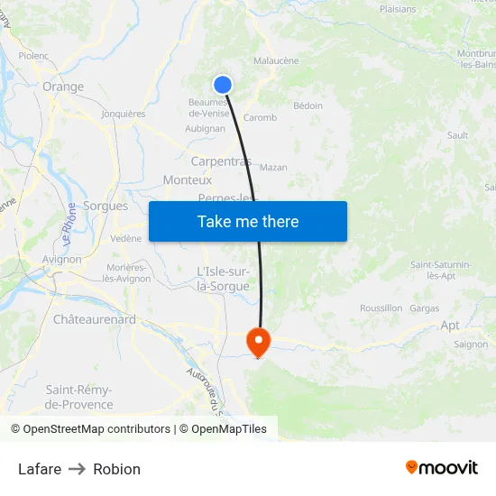Lafare to Robion map
