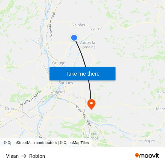 Visan to Robion map